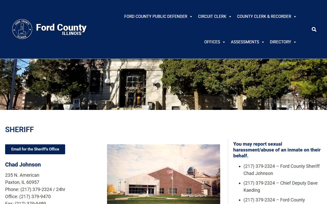 Ford County Sheriff's Office jail records and inmate population source page